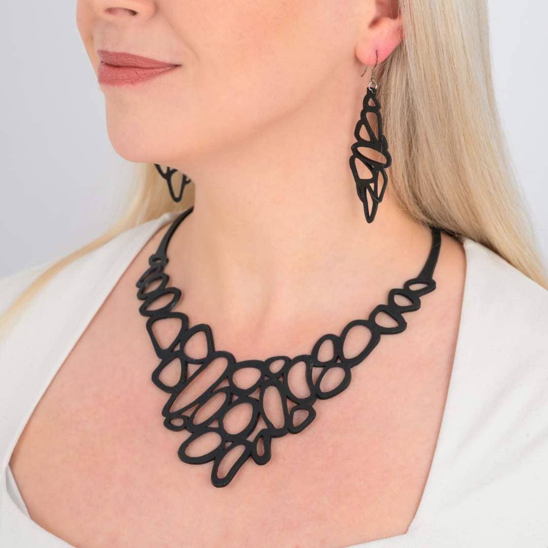 Pebble Necklace Upcycled Inner Tube Statement Jewellery Paguro