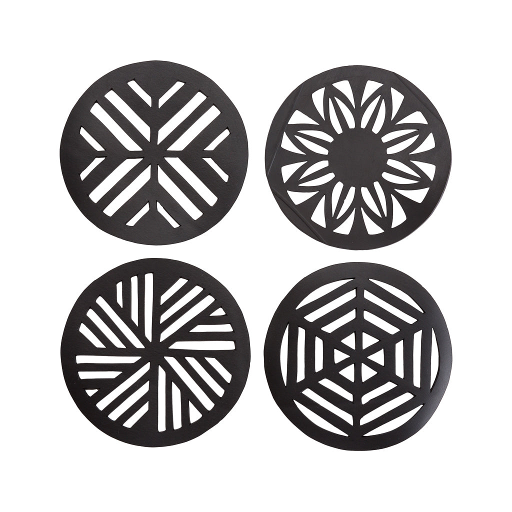 Geometric Handcrafted Recycled Rubber Coasters - Set of 2/4/6/8 by Paguro Upcycle