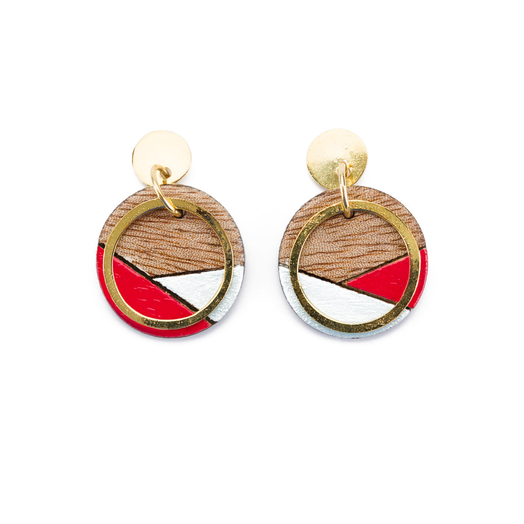 Conture Recycled Wood Gold Plated Earrings (4 Colours Available) by Paguro Upcycle