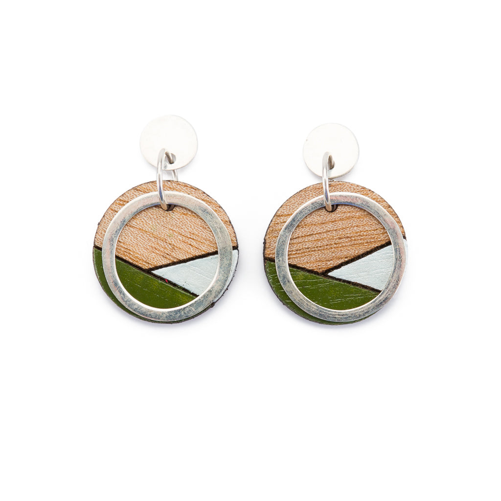 Conture Recycled Wood Sterling Silver Earrings (6 colours available) by Paguro Upcycle