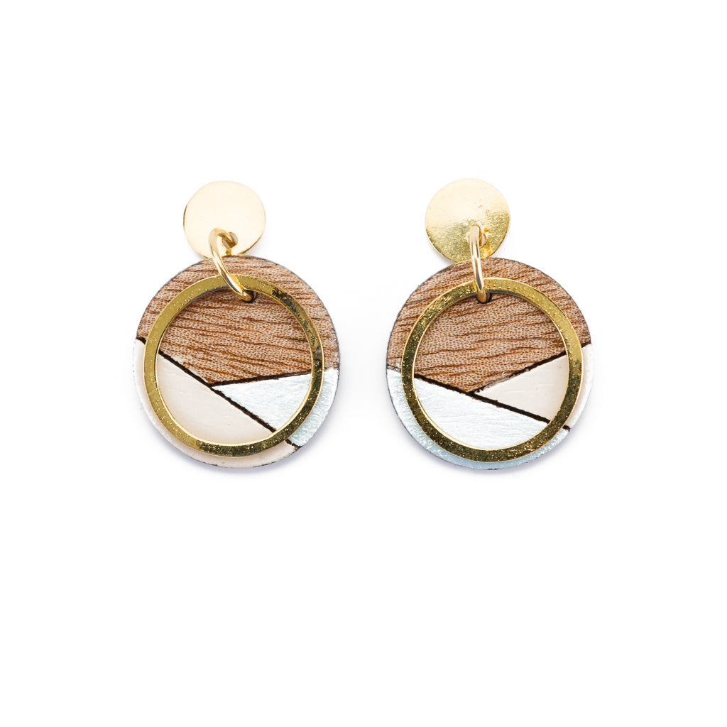 Conture Recycled Wood Gold Plated Earrings (4 Colours Available) by Paguro Upcycle