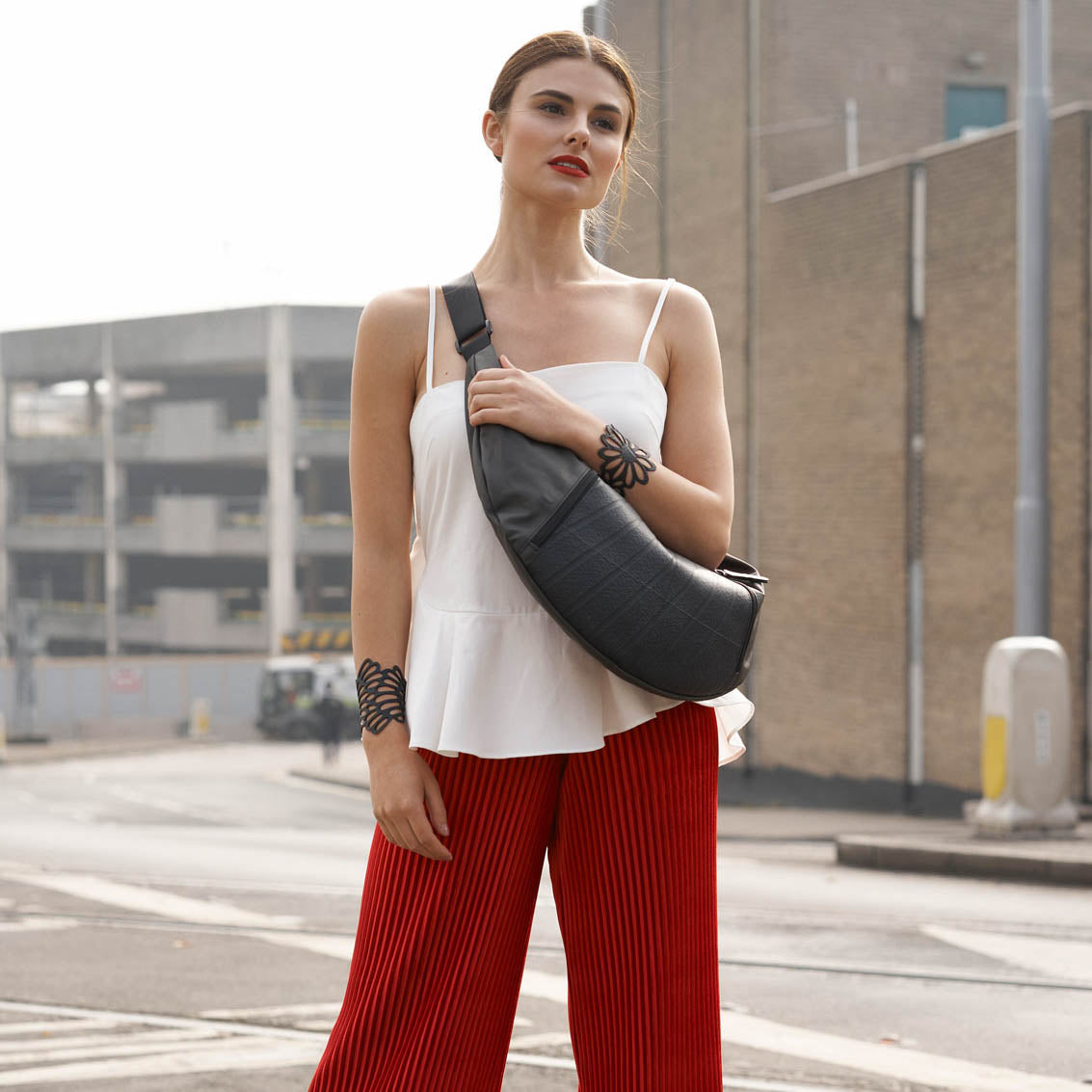 Squad  Vegan Crossbody Sling Hobo Bag by Paguro Upcycle