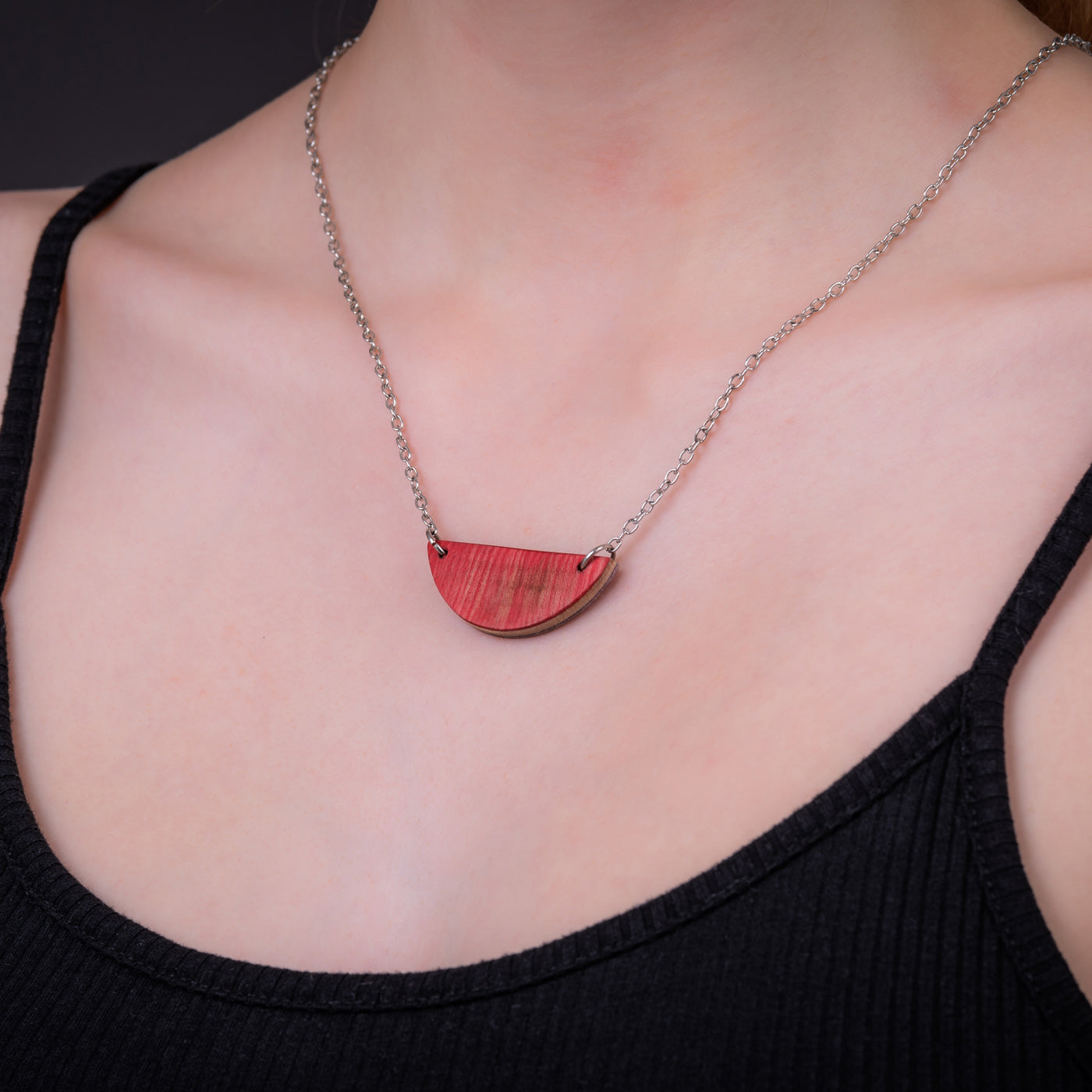 Moon Wooden Skateboard Pendant Necklace by Paguro Upcycle