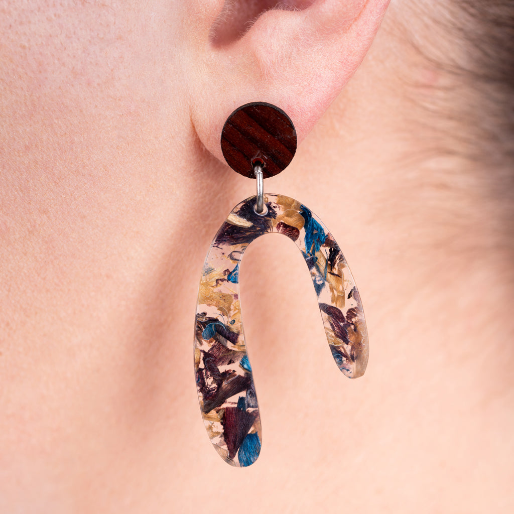 Aspen U Shaped Statement Resin Earrings by Paguro Upcycle