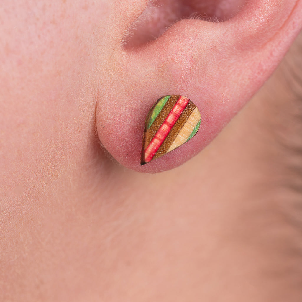 Tear Recycled Skateboard Stud Earrings by Paguro Upcycle