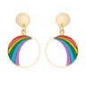 Regenbogen umweltfreundliche Goldohrringe aus recyceltem Holz