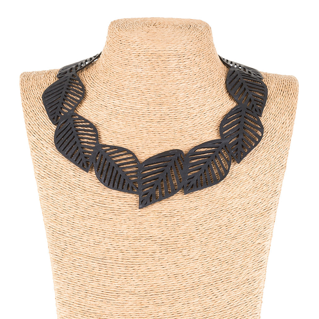 Sweet Cherry Recycled Rubber Leaf Necklace by Paguro Upcycle
