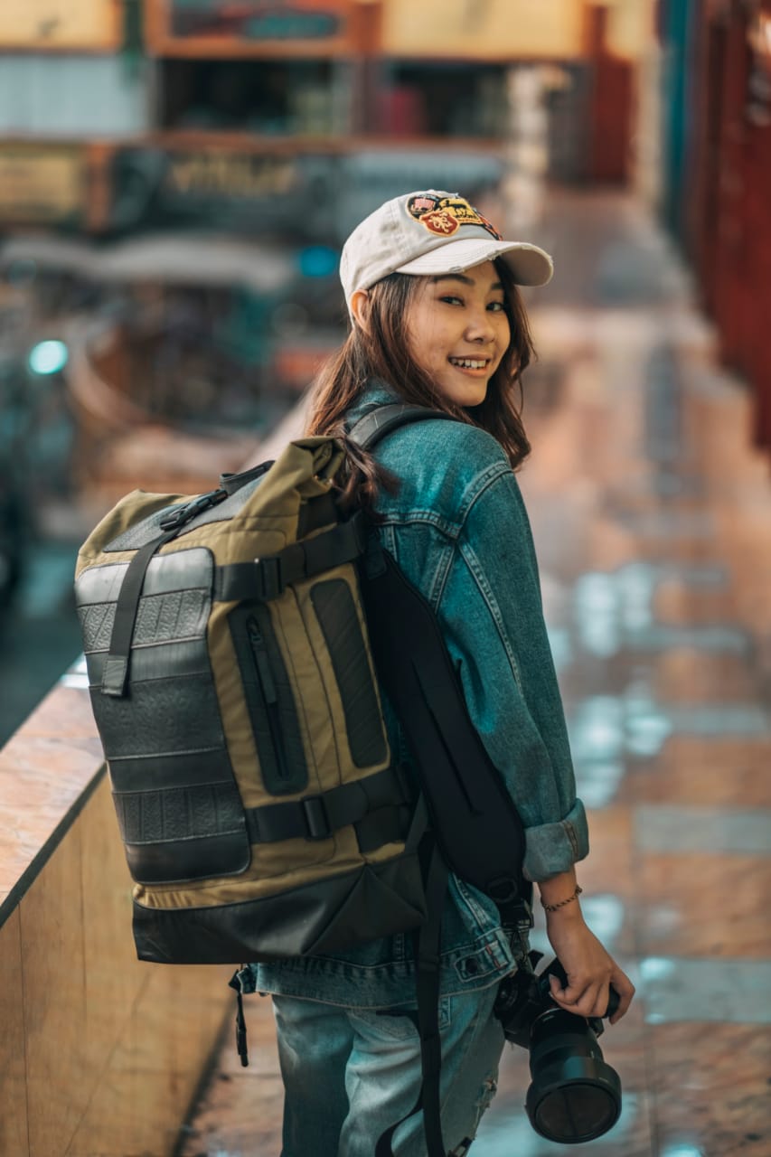 Waterproof Roll Top Vegan Backpack by Paguro Upcycle