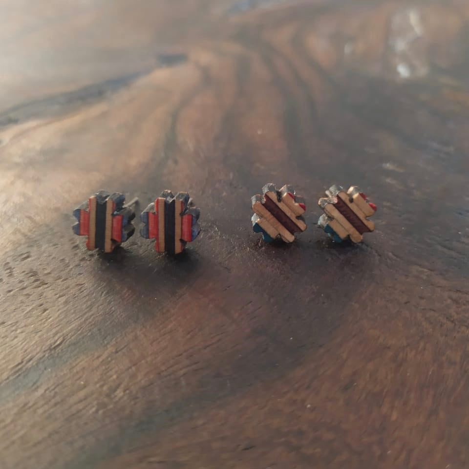 Clover Recycled Skateboard Stud Earrings by Paguro Upcycle