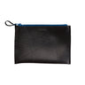 Paguro Upcycle black vegan flat pouch bag with blue zipper ideal for travel organization