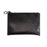 Paguro Upcycle black vegan flat pouch bag with zipper closure and textured surface
