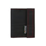Paguro Upcycle black vegan recycled wallet with red stitching and secure strap closure