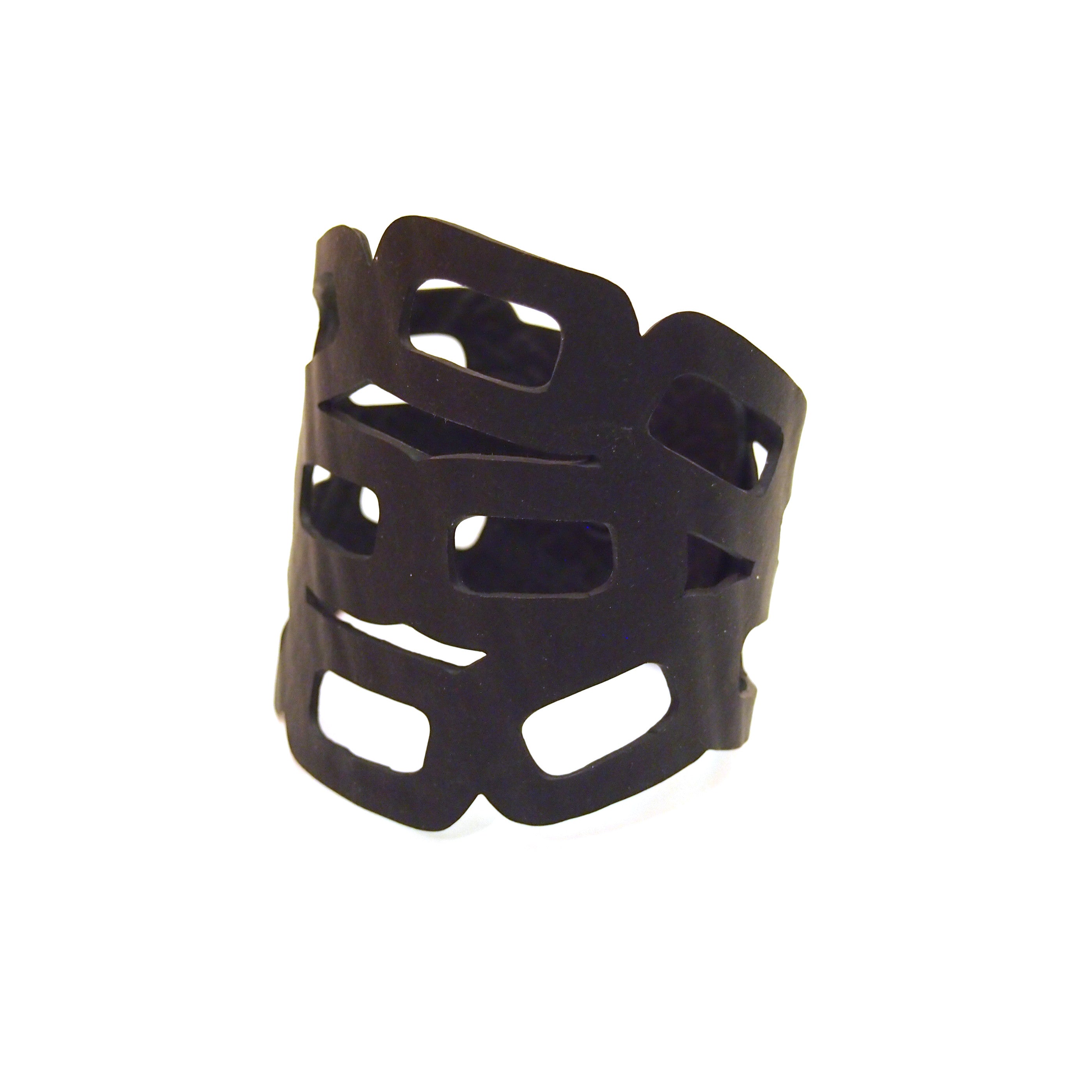 Paguro Upcycle eco friendly chain bracelet in black with open geometric links design