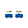 Paguro Upcycle recycled bicycle chain cufflinks in blue with silver backs stylish men's accessories