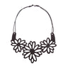 Paguro Upcycle black floral upcycled inner tube necklace with adjustable cord