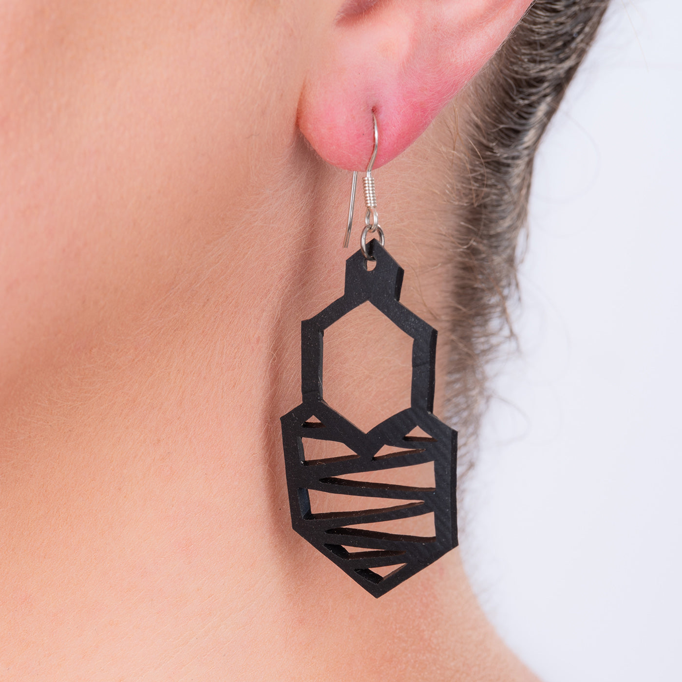 Honeycomb Upcycled Rubber Earrings Handmade Vegan Jewellery Paguro