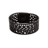 Paguro Upcycle black recycled rubber bracelet with perforated geometric design and snap closure