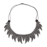 Paguro Upcycle black upcycled inner tube necklace with intricate cut-out leaf design and adjustable cord