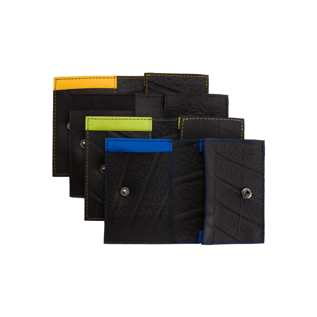 Paguro Upcycle vegan recycled rubber slim card holder in various colours with snap closure