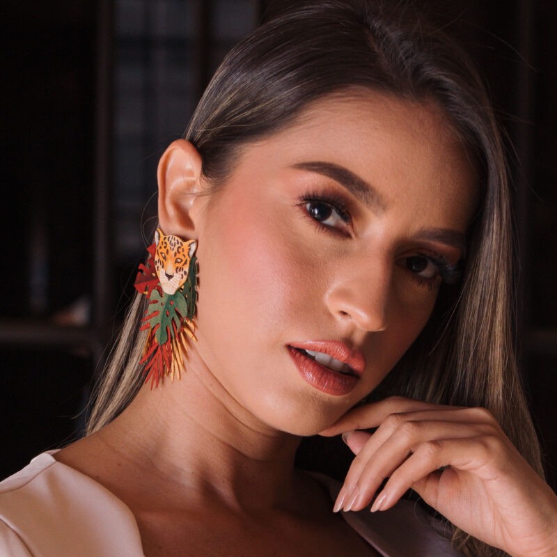 Handcrafted totumo statement earrings