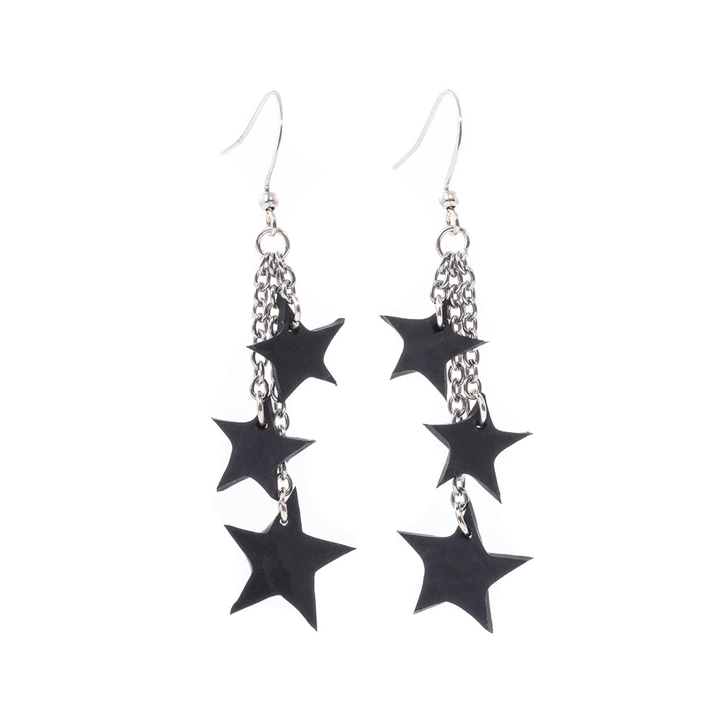Stars recycled inner tube earrings by Paguro Upcycle, part of the Star Set