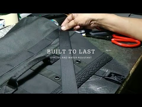 Watch the Bradley upcycled bike messenger bag in detail