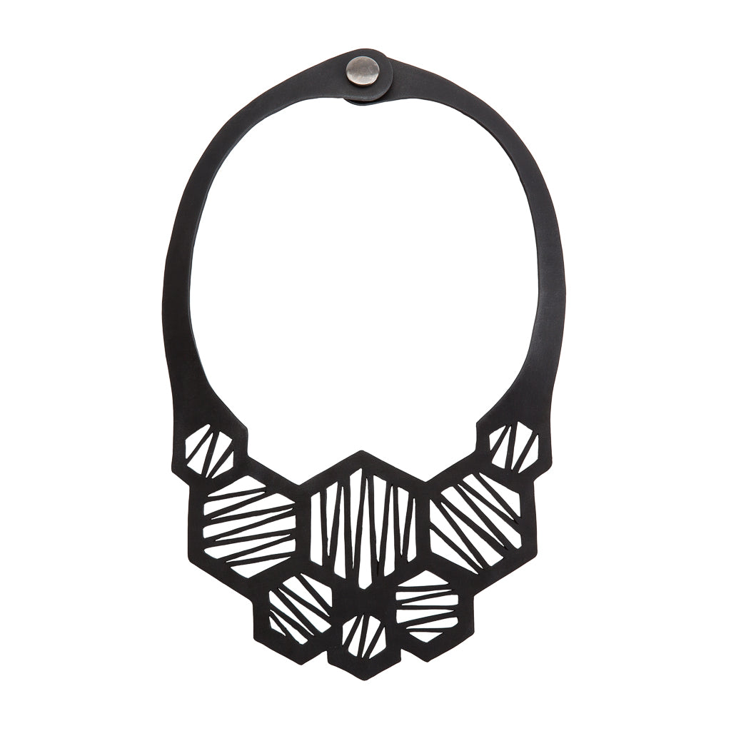 Honeycomb Recycled Rubber Necklace by Paguro Upcycle