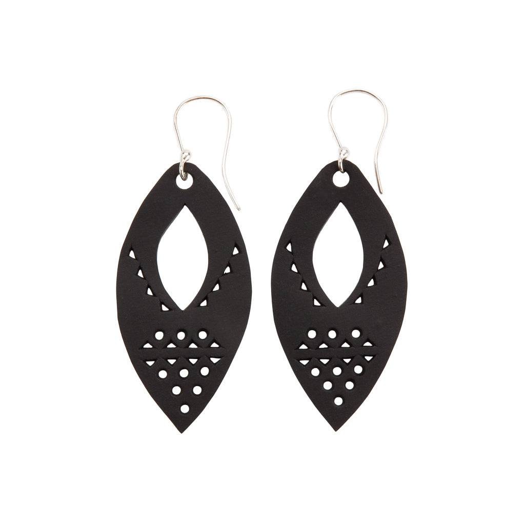 Marquise Intricate Recycled Rubber Earrings by Paguro Upcycle