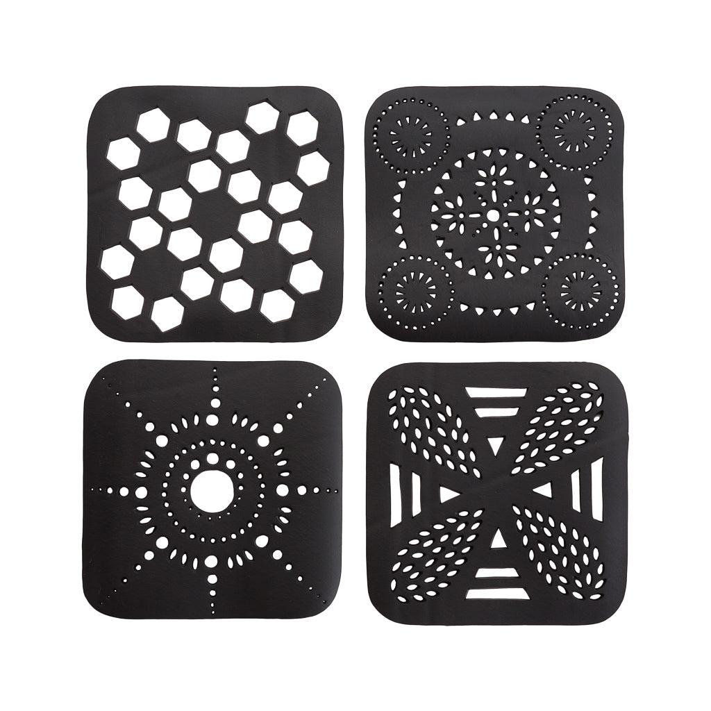 Square Handcrafted Recycled Rubber Coaster - A set of 2/4/6/8 by Paguro Upcycle