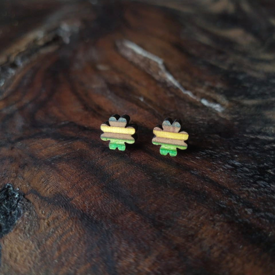 Clover Recycled Skateboard Stud Earrings by Paguro Upcycle