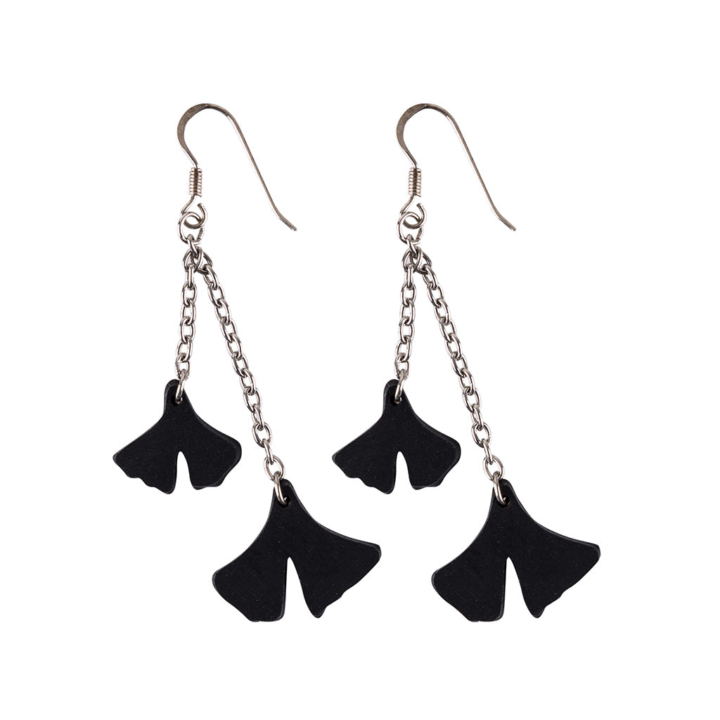 Ginkgo Leaf Inner Tube Earrings by Paguro Upcycle
