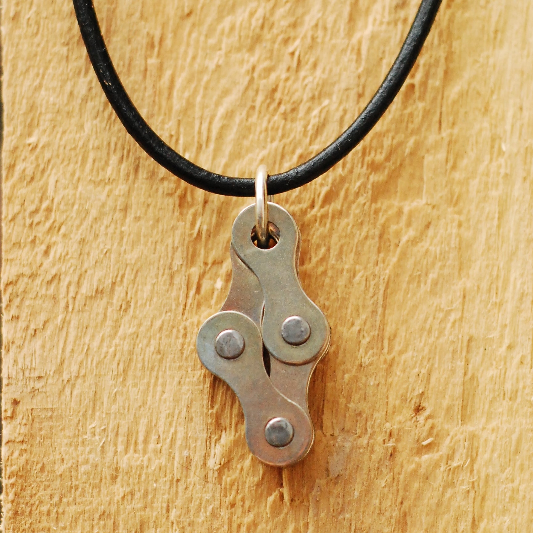 Diamond Recycled Bike Chain Pendant Necklace by Paguro Upcycle
