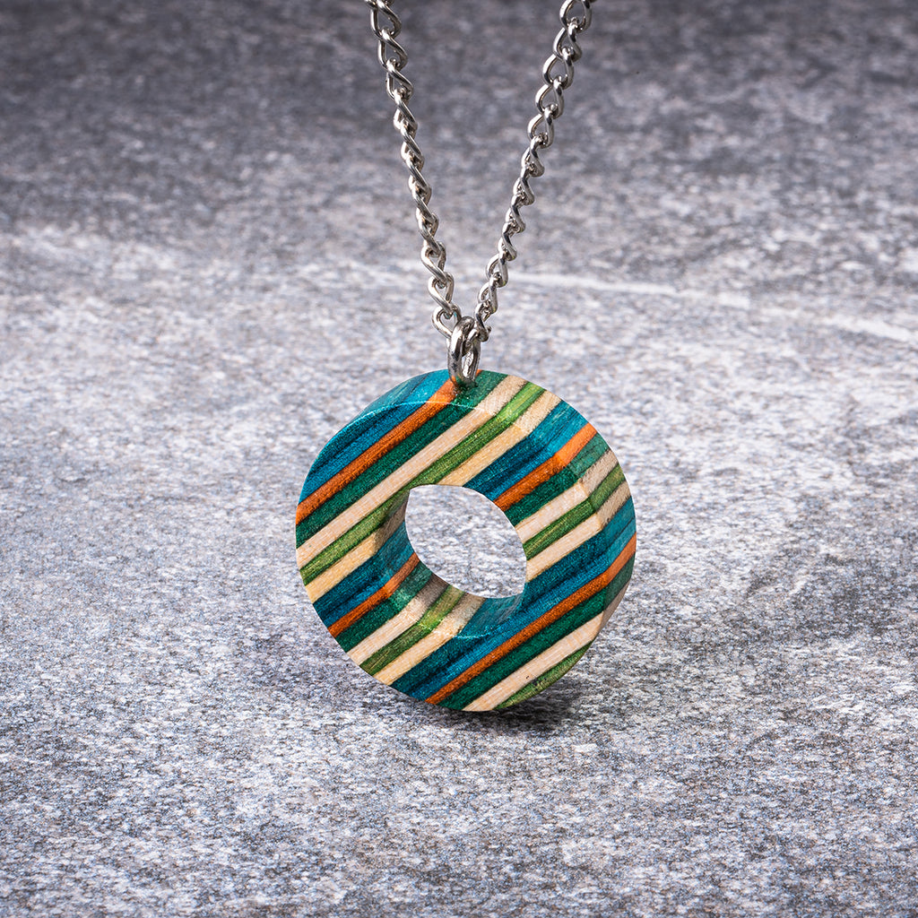 Donut Eco Friendly Recycled Skateboard Necklace by Paguro Upcycle