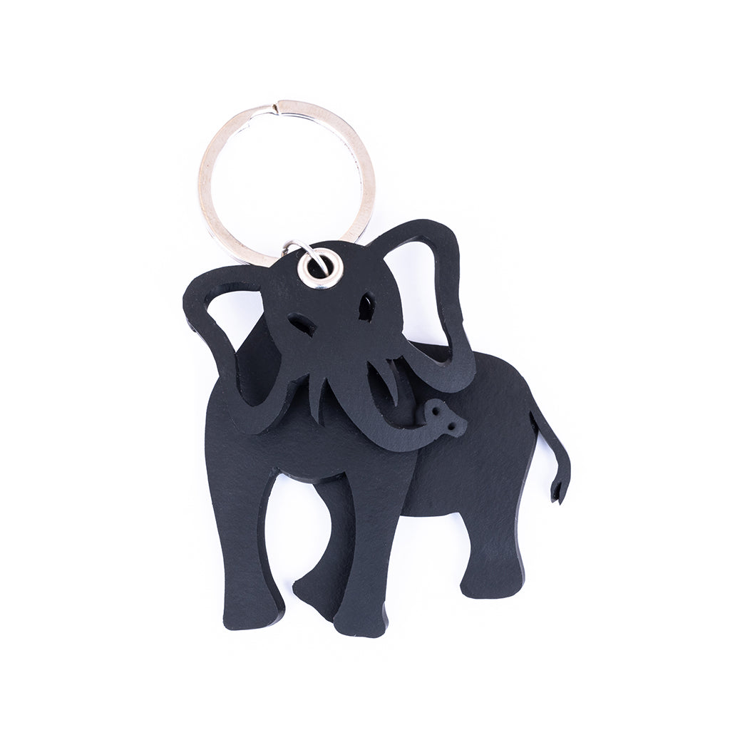 Jumbo 3D Recycled Rubber Elephant Vegan Keyring by Paguro Upcycle