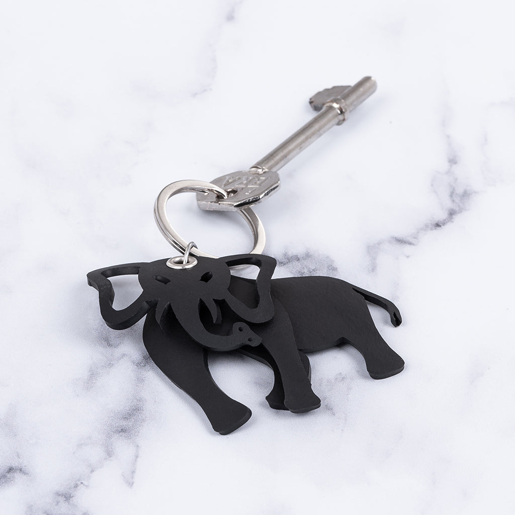 Jumbo 3D Recycled Rubber Elephant Vegan Keyring by Paguro Upcycle