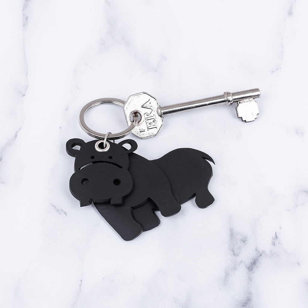 Hippo 3D Recycled Rubber Vegan Keyring by Paguro Upcycle