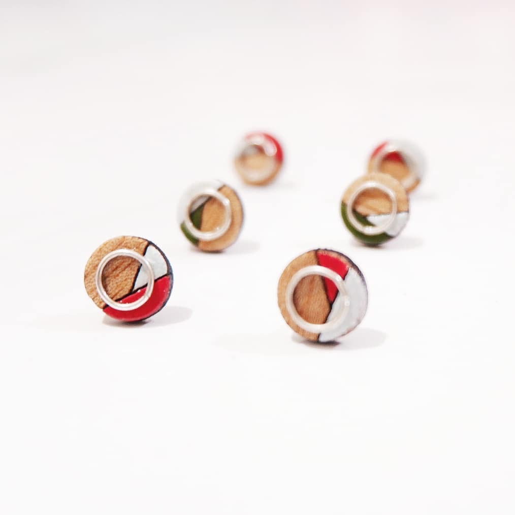 Wooden ball sales stud earrings