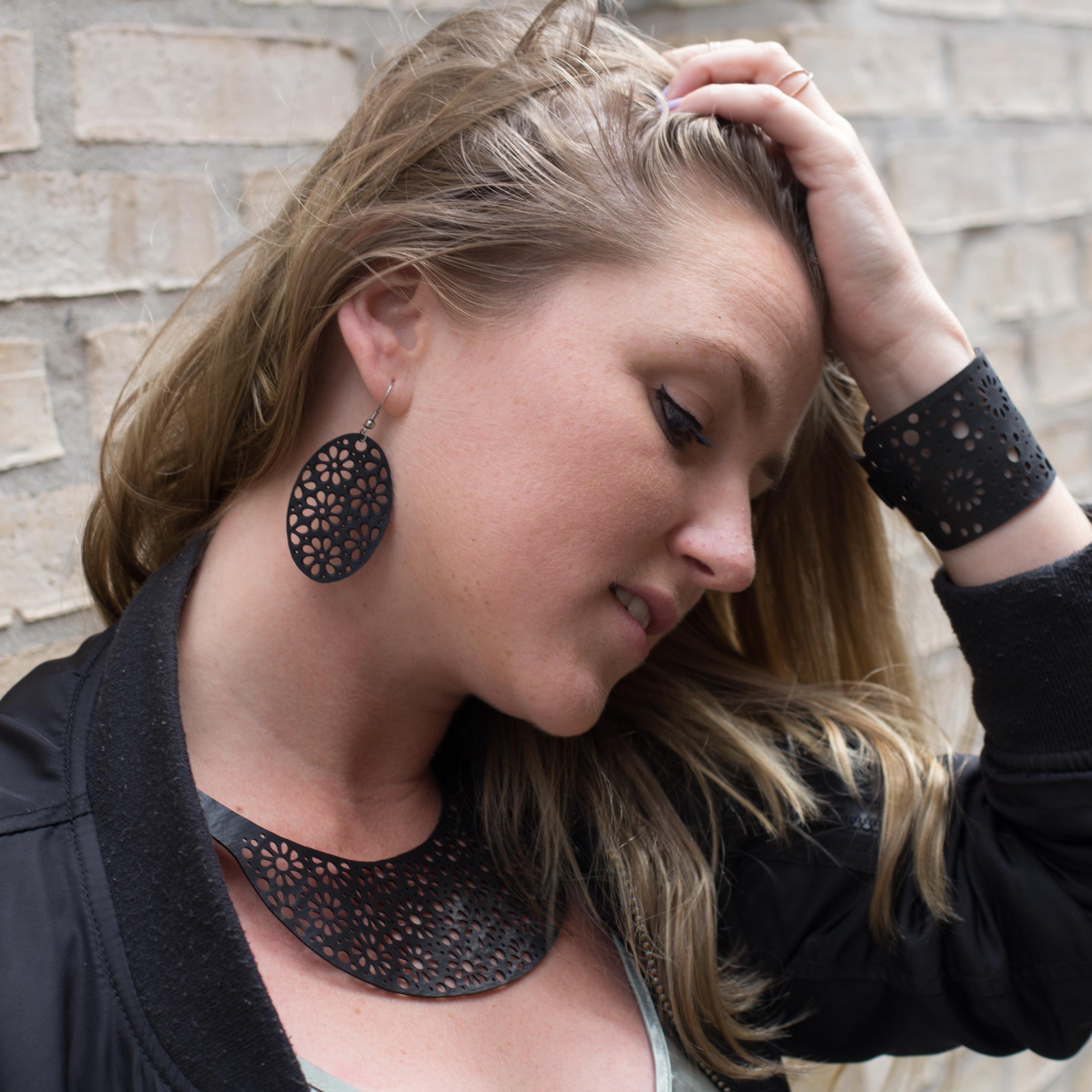 Seraphine (II) Recycled Rubber Oval Earrings by Paguro Upcycle