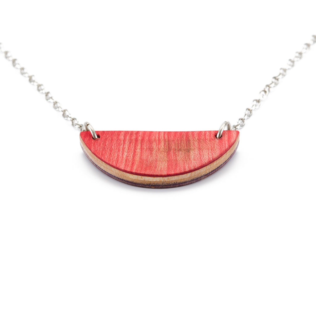 Moon Wooden Skateboard Pendant Necklace by Paguro Upcycle