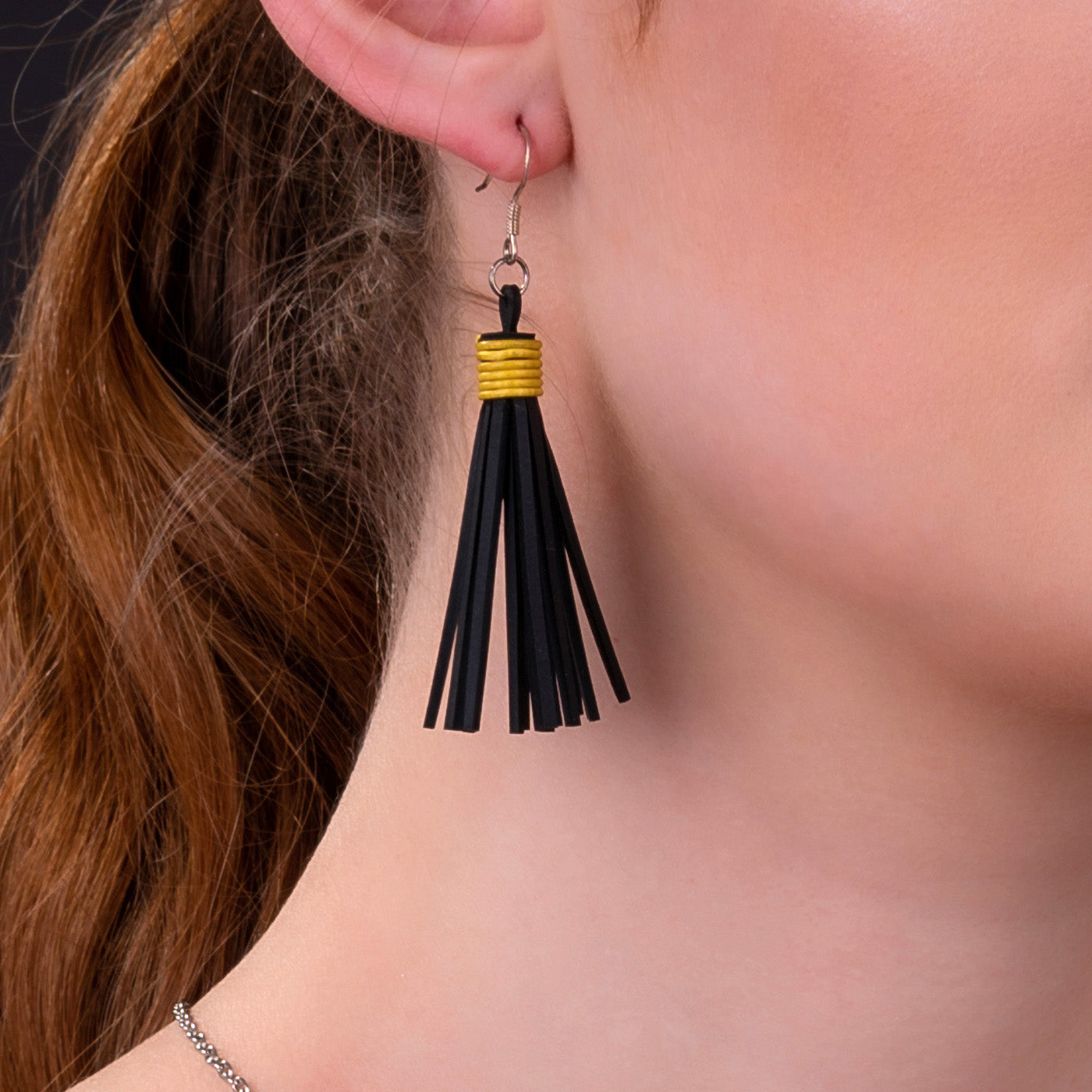 Asante Recycled Rubber Tassel Earrings by Paguro Upcycle