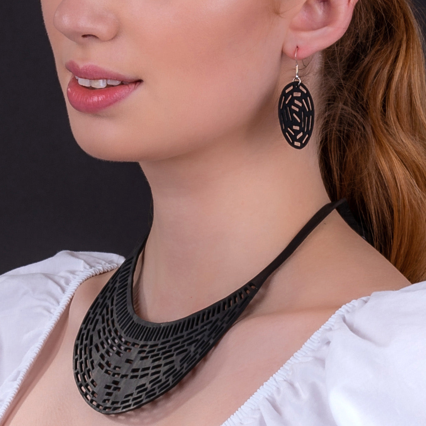 Coding Recycled Rubber Circular Earrings by Paguro Upcycle