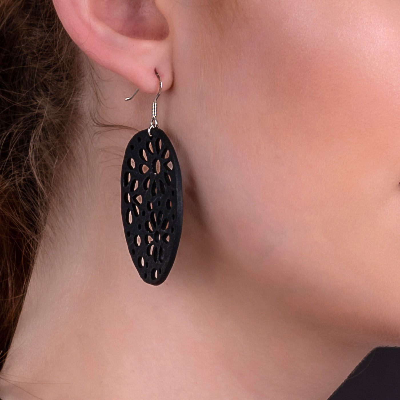 Seraphine (II) Recycled Rubber Oval Earrings by Paguro Upcycle