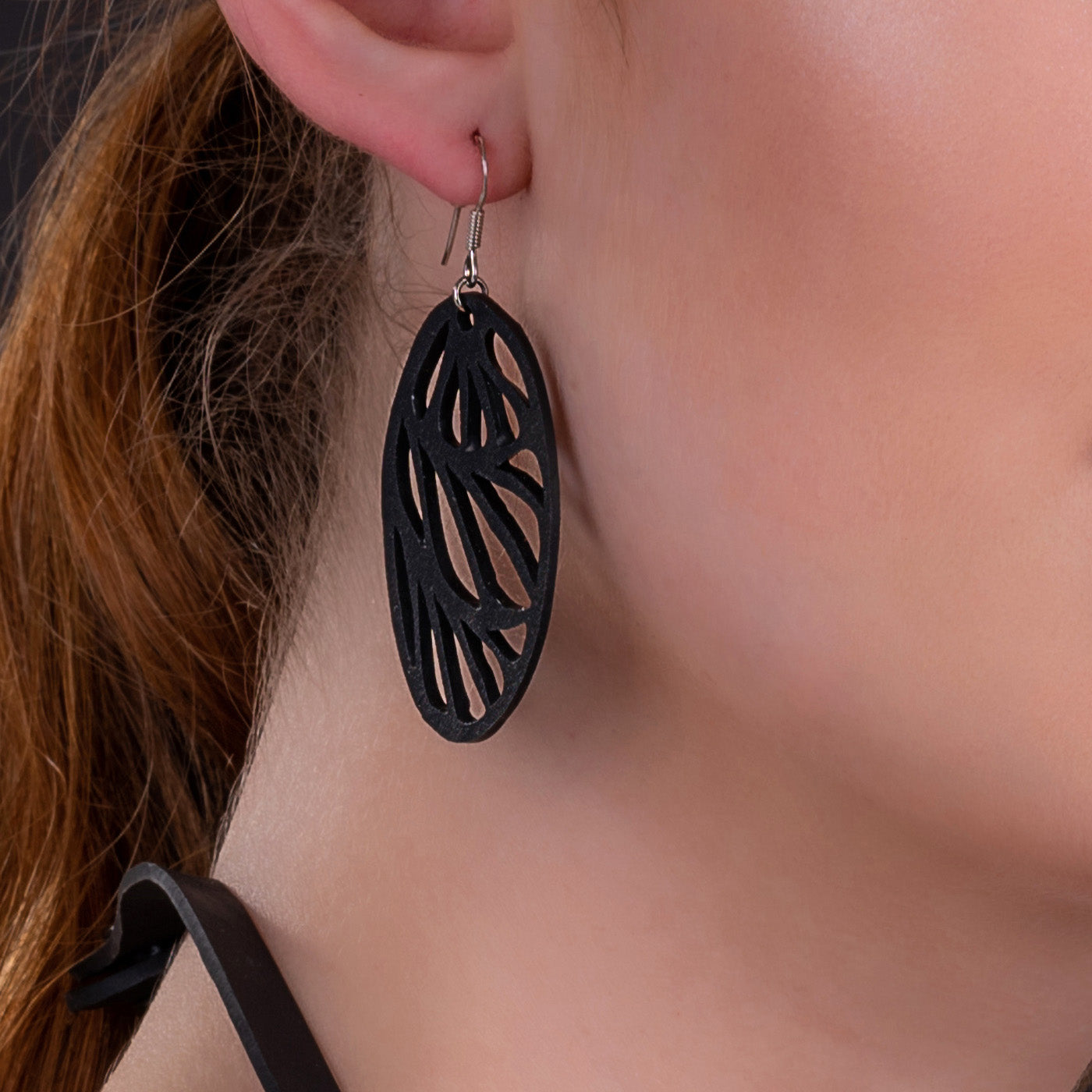 Seraphine (III) Recycled Rubber Oval Earrings by Paguro Upcycle