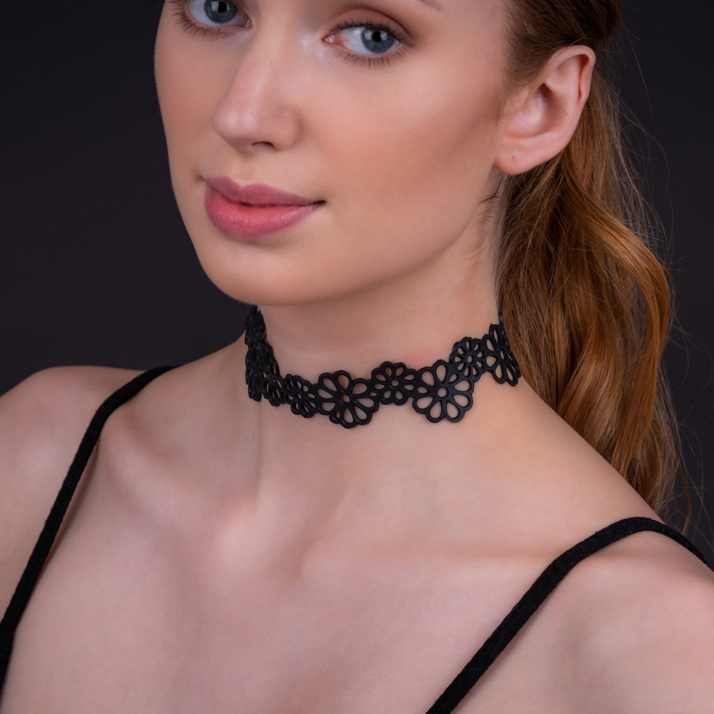 Dahlia Recycled Rubber Statement Flower Choker by Paguro Upcycle