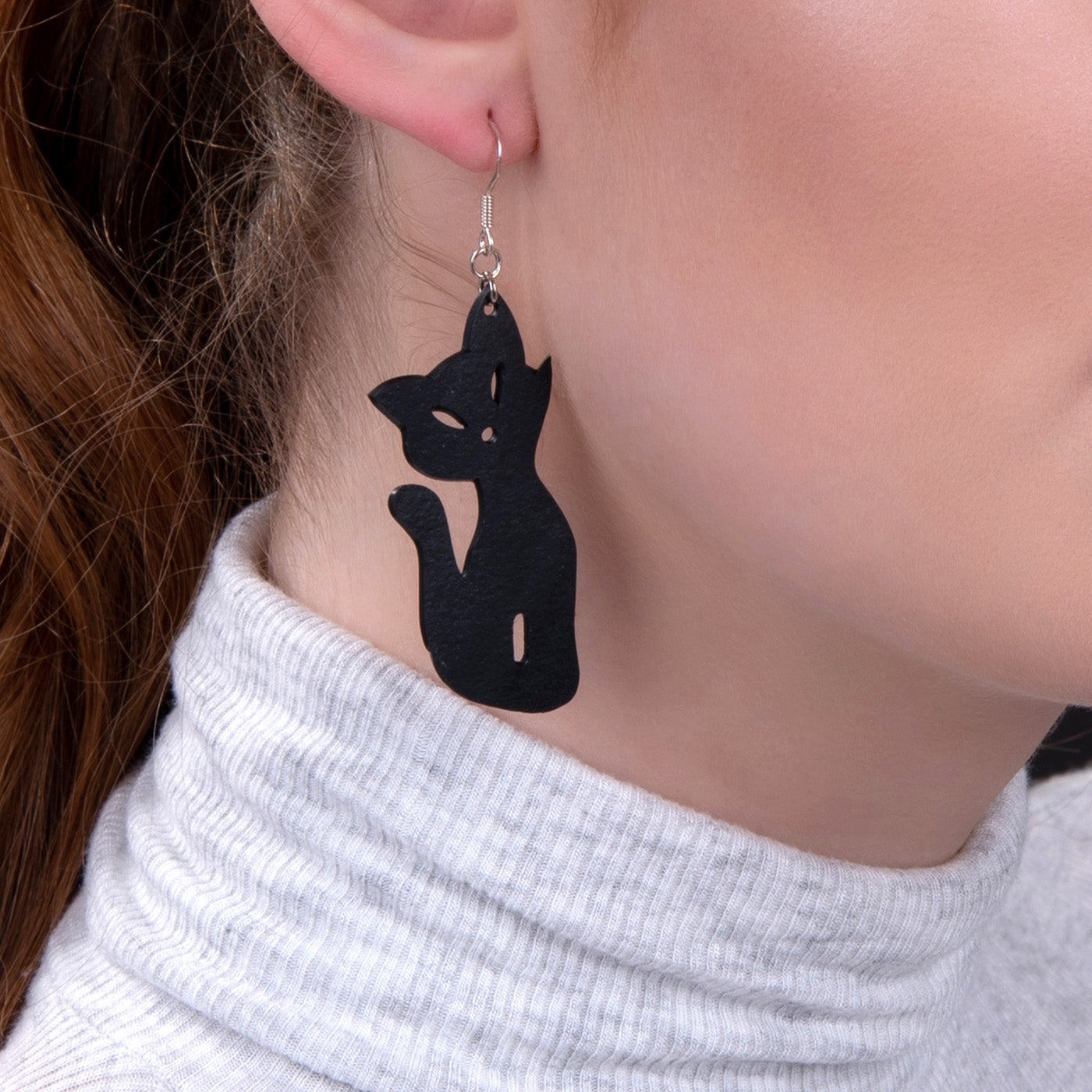Poppy Recycled Rubber Cat Earrings by Paguro Upcycle