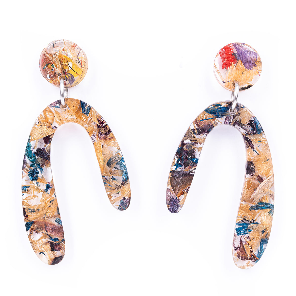 Aspen U Shaped Statement Resin Earrings by Paguro Upcycle