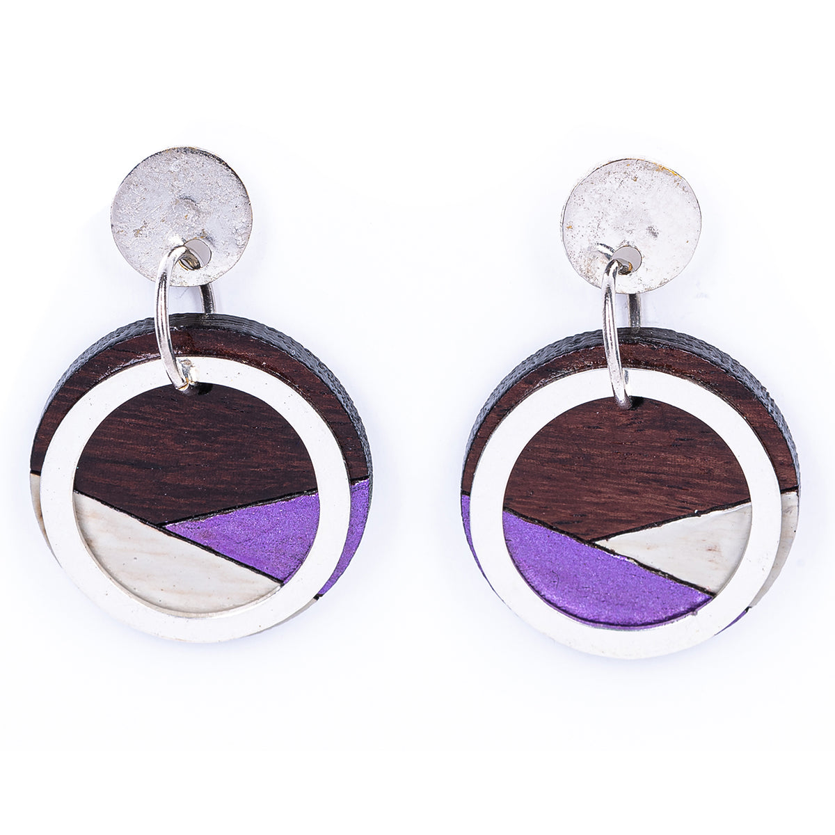 Conture Recycled Wood Sterling Silver Earrings (6 colours available) by Paguro Upcycle