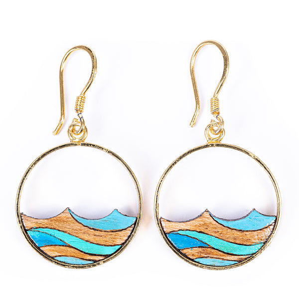 Ocean Eco-friendly Recycled Wood Gold Earrings – Paguro Upcycle