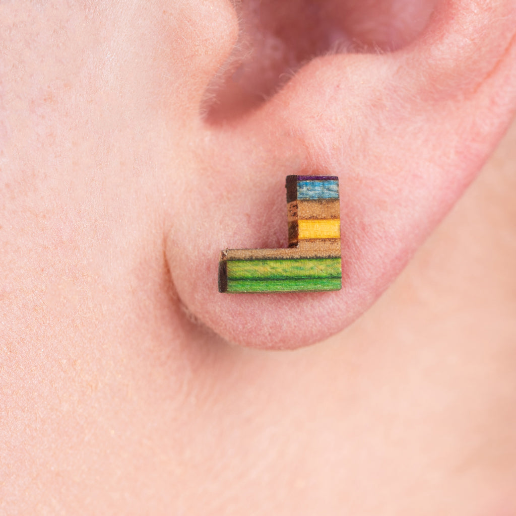 Boomerang Recycled Skateboard Stud Earrings by Paguro Upcycle