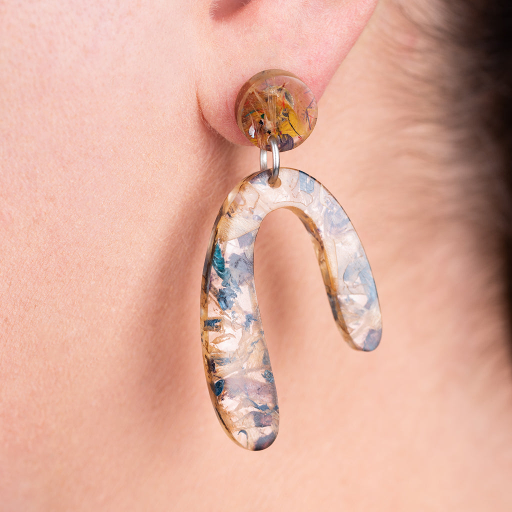 Aspen U Shaped Statement Resin Earrings by Paguro Upcycle